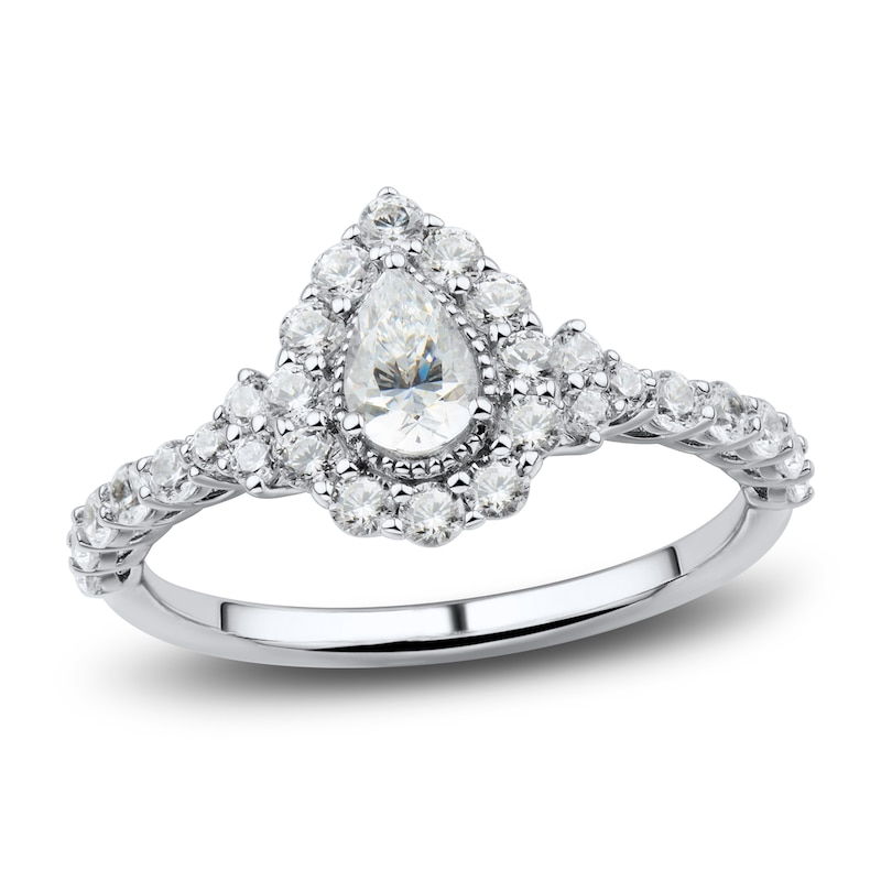 Main Image 1 of Diamond Engagement Ring 1 ct tw Pear/Round 14K White Gold