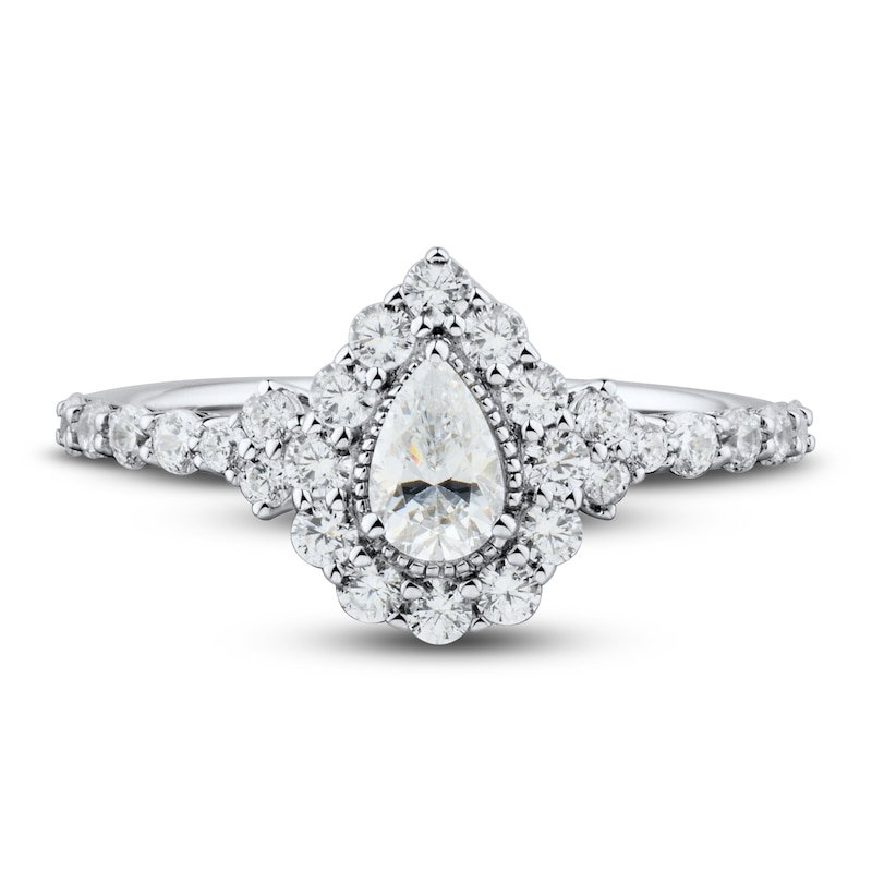 Main Image 3 of Diamond Engagement Ring 1 ct tw Pear/Round 14K White Gold