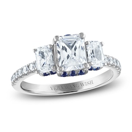 Vera Wang WISH Diamond Engagement Ring 1-7/8 ct tw Radiant/Round 14K White Gold