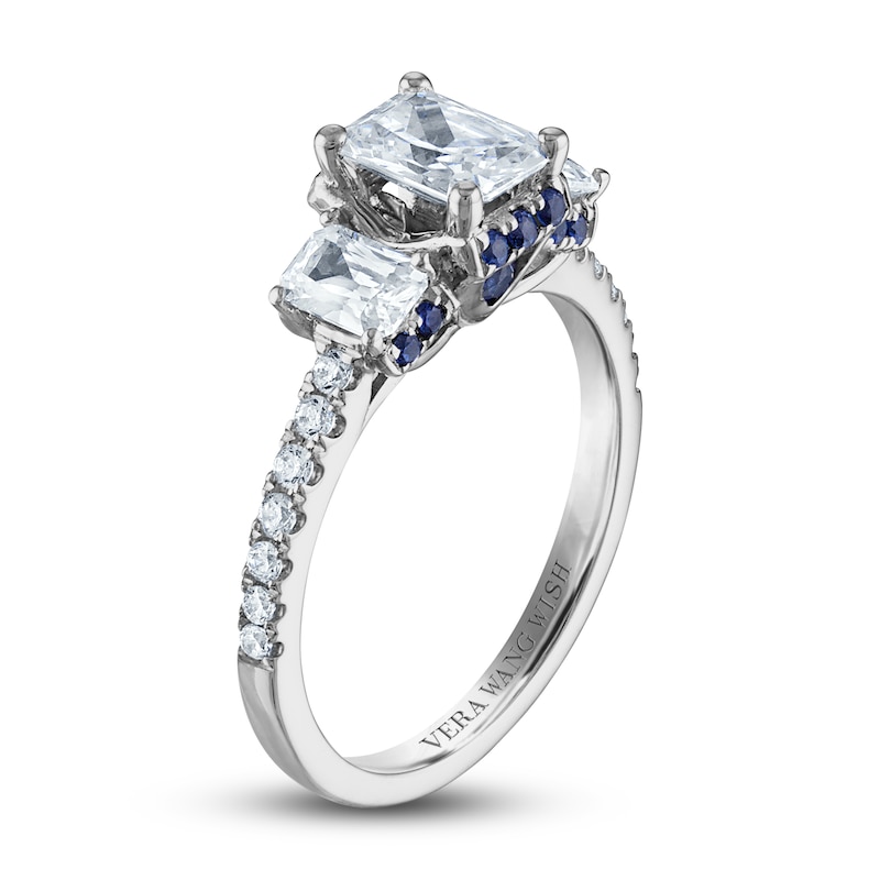 Vera Wang WISH Diamond Engagement Ring 1-7/8 ct tw Radiant/Round 14K White Gold
