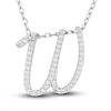 Thumbnail Image 1 of Diamond Initial W Pendant Necklace 1/10 ct tw Round 10K White Gold