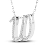 Thumbnail Image 2 of Diamond Initial W Pendant Necklace 1/10 ct tw Round 10K White Gold