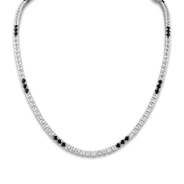 1933 by Esquire Men's Natural White Topaz & Natural Black Spinel Necklace Sterling Silver 22&quot;