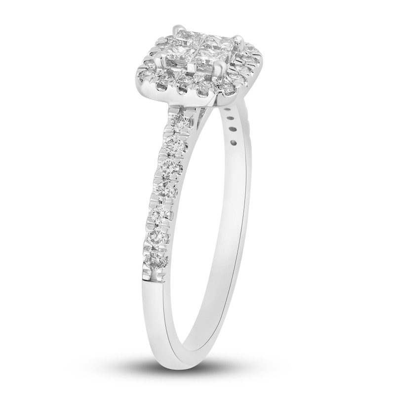 Main Image 2 of Diamond Engagement Ring 1/2 ct tw Princess/Round 14K White Gold