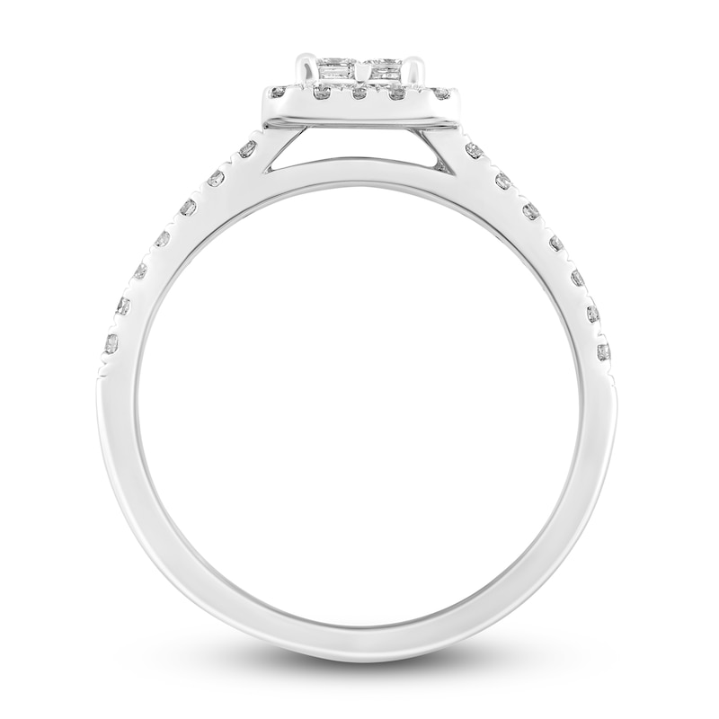 Main Image 3 of Diamond Engagement Ring 1/2 ct tw Princess/Round 14K White Gold