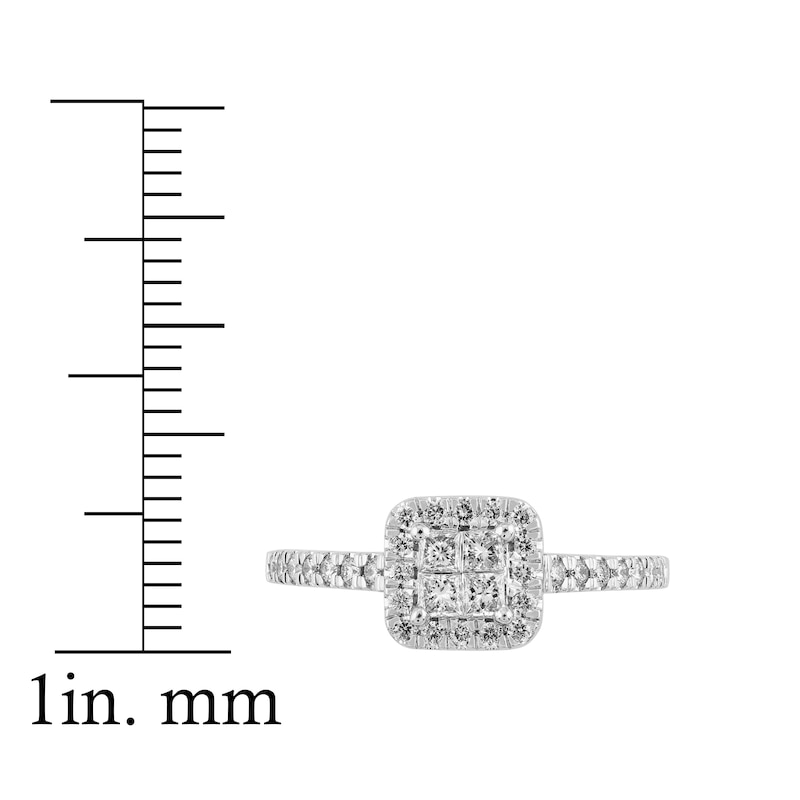 Main Image 4 of Diamond Engagement Ring 1/2 ct tw Princess/Round 14K White Gold