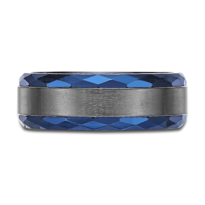 Main Image 3 of Men's Wedding Band Black Zirconium/Blue Ion-Plating 8.0mm