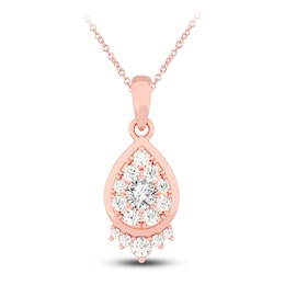 Diamond Pendant Necklace 1/2 ct tw Round 14K Rose Gold 18&quot;