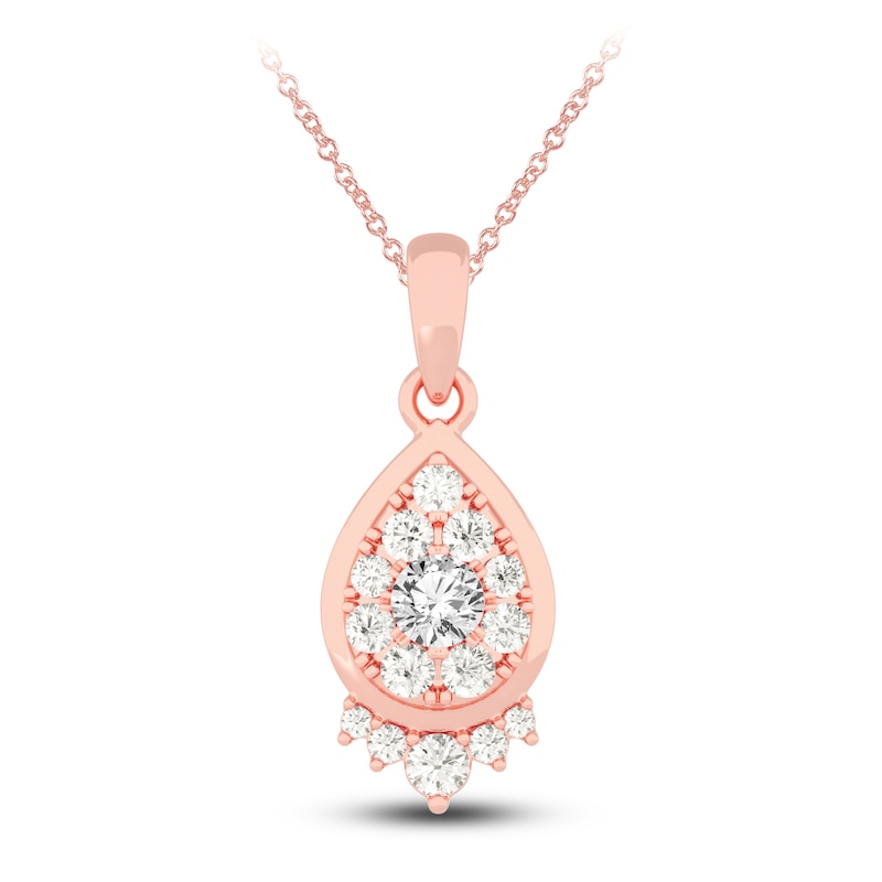 Main Image 1 of Diamond Pendant Necklace 1/2 ct tw Round 14K Rose Gold 18&quot;