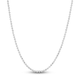 Solid Diamond-Cut Beaded Chain Necklace 14K White Gold 18&quot; 2mm
