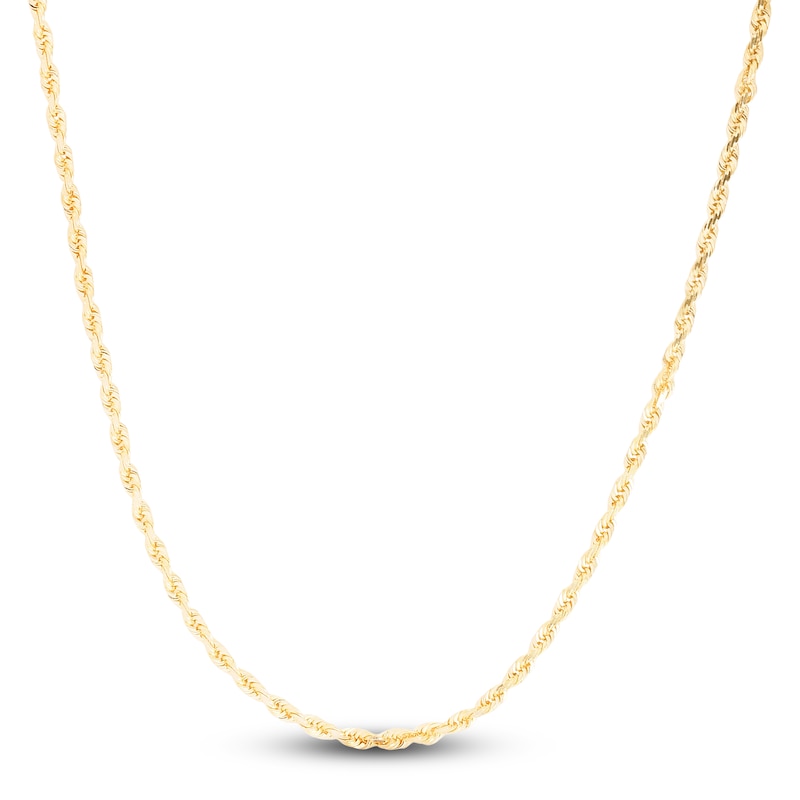 Solid Diamond-Cut Rope Chain Necklace 14K Gold 18" 2.5mm