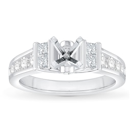 Diamond Ring Setting 7/8 ct tw Princess/Round 14K White Gold