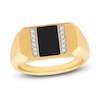 Thumbnail Image 1 of Men's Natural Black Onyx Ring 1/8 ct tw Diamonds 14K Yellow Gold