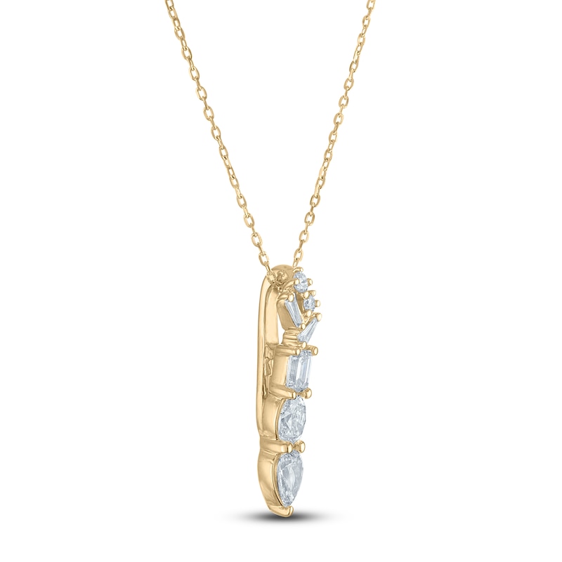 Main Image 2 of Multi-Cut Diamond Necklace 3/4 ct tw 14K Yellow Gold