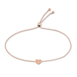 Heart Center Bolo Bracelet 14K Rose Gold