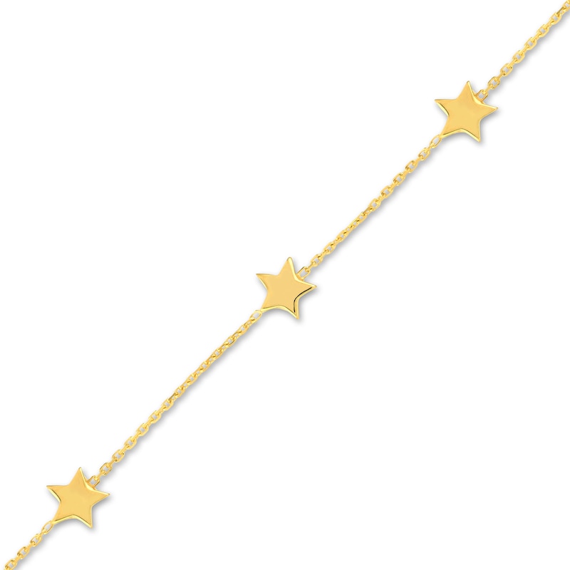 Main Image 2 of 6-Star Station Bracelet 14K Yellow Gold 7.3&quot; Adj.