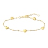 Thumbnail Image 1 of Puffy Heart Station Bracelet 14K Yellow Gold 6.8&quot; Adj.