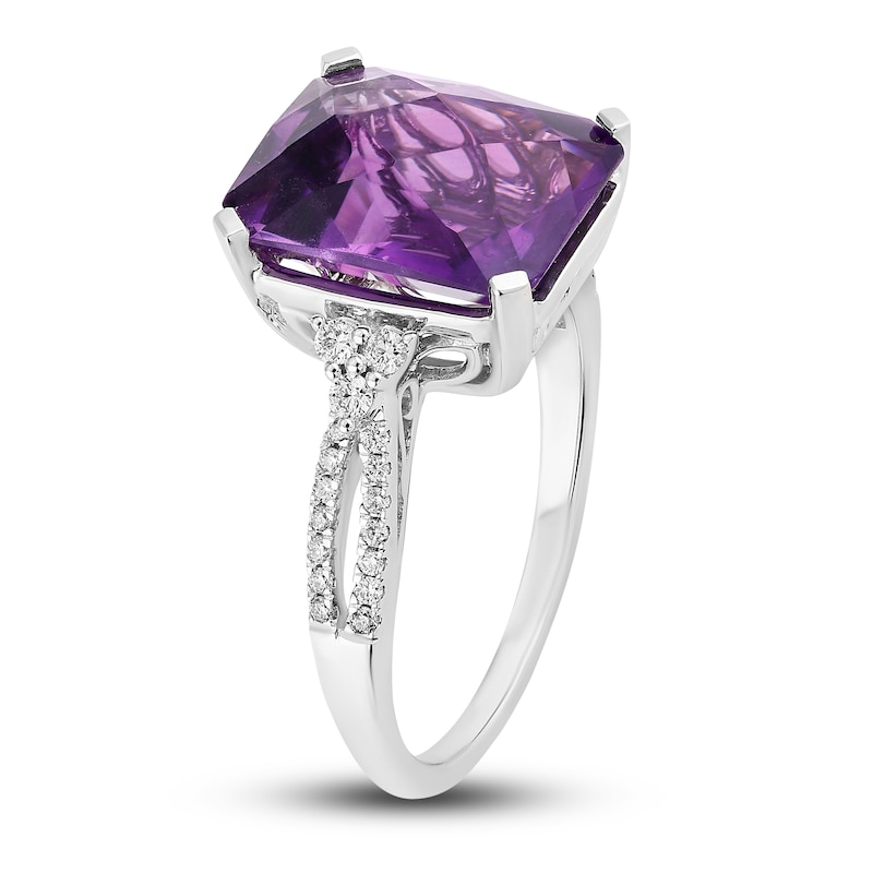 Main Image 2 of Natural Amethyst Engagement Ring 1/5 ct tw Diamonds 14K White Gold