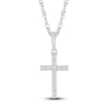 Thumbnail Image 1 of Diamond Cross Pendant Necklace 1/15 ct tw Round 10K White Gold 18&quot;