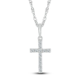 Diamond Letter R Pendant Necklace 1/10 ct tw Round 10K White Gold