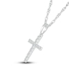 Thumbnail Image 2 of Diamond Cross Pendant Necklace 1/15 ct tw Round 10K White Gold 18&quot;