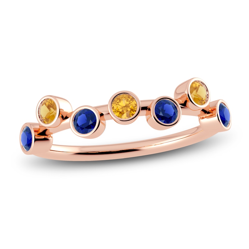 Juliette Maison Natural Blue Sapphire & Natural Orange Citrine Ring 10K Rose Gold