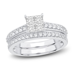 Diamond Bridal Set 1 ct tw Princess/Round 14K White Gold