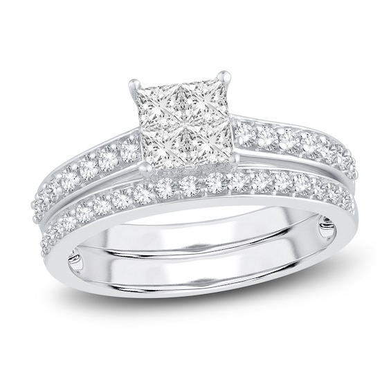 Diamond and Braided Bridal Set in White Gold (0.21 ct. tw