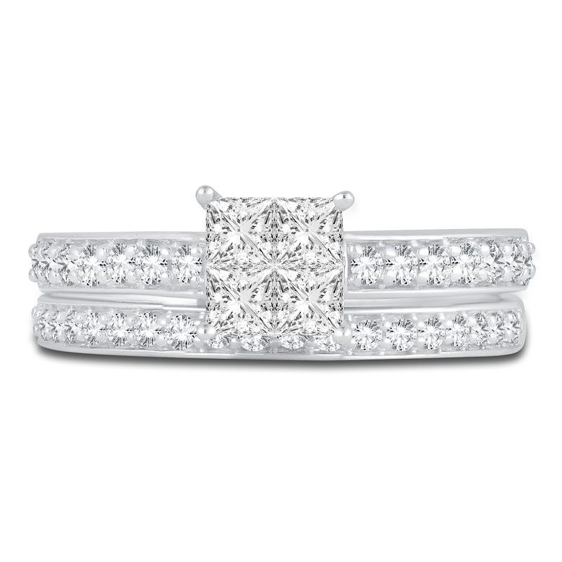 Main Image 3 of Diamond Bridal Set 1 ct tw Princess/Round 14K White Gold