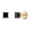 Thumbnail Image 2 of Black Diamond Solitaire Stud Earrings 1 ct tw Princess 10K Yellow Gold