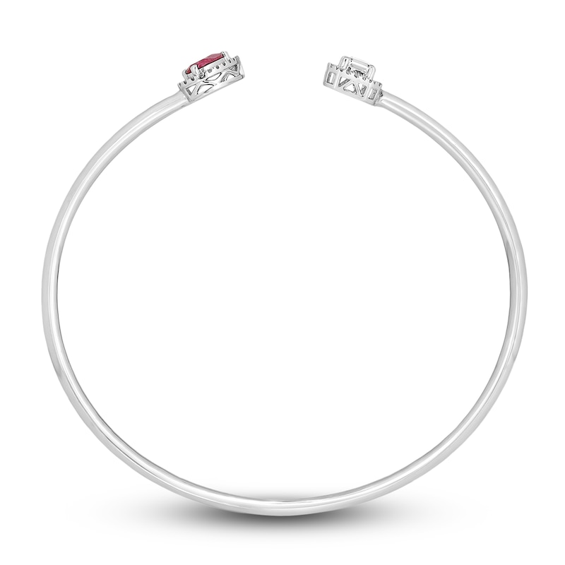 Main Image 3 of Lab-Created Ruby & White Lab-Created Sapphire Bangle Bracelet 10K White Gold