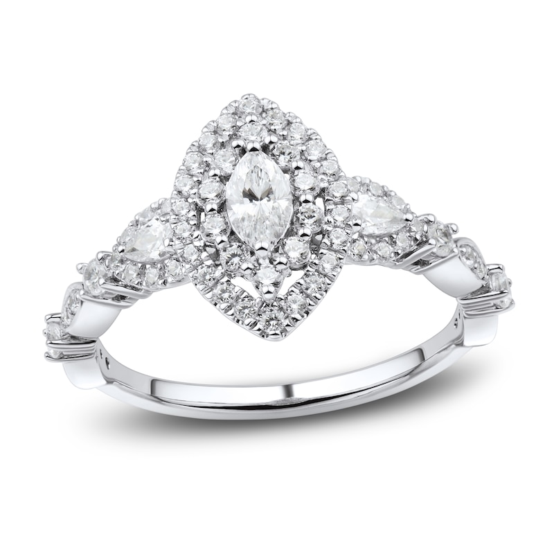 Main Image 1 of Diamond Engagement Ring 3/4 ct tw Marquise/Round 14K White Gold