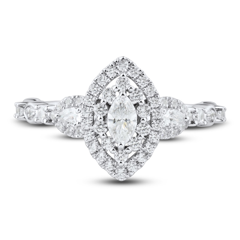 Main Image 3 of Diamond Engagement Ring 3/4 ct tw Marquise/Round 14K White Gold