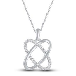 Diamond Interlocking Pendant Necklace 1/5 ct tw Round 14K White Gold