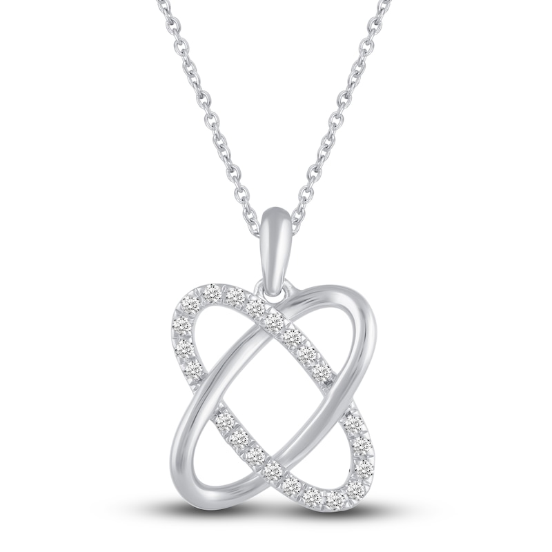 Diamond Interlocking Pendant Necklace 1/5 ct tw Round 14K White Gold