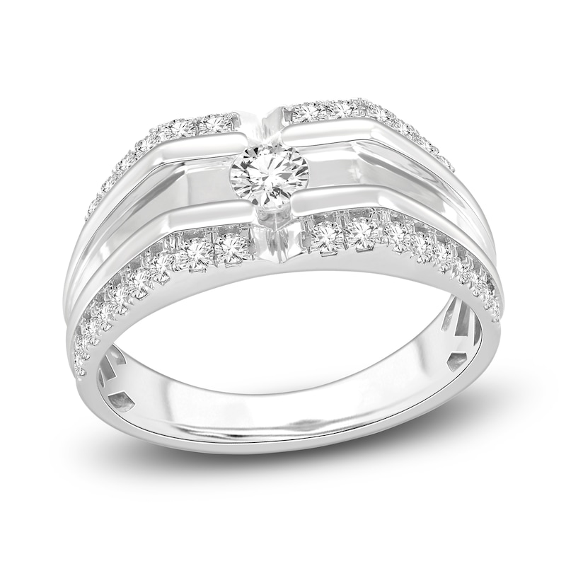 Main Image 1 of Men's Diamond Ring 1 ct tw Round 14K White Gold