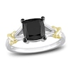 Thumbnail Image 1 of Y-Knot Black Diamond Ring 2 ct tw Cushion 14K Two-Tone Gold