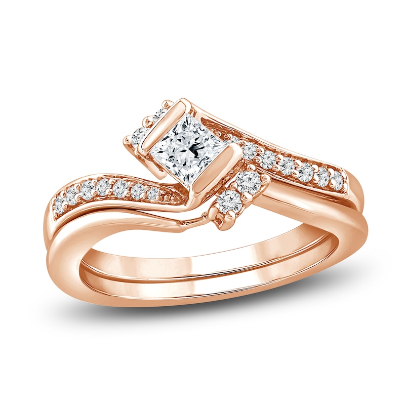 Main Image 1 of Diamond Bridal Set 1/2 ct tw Princess/Round 14K Rose Gold