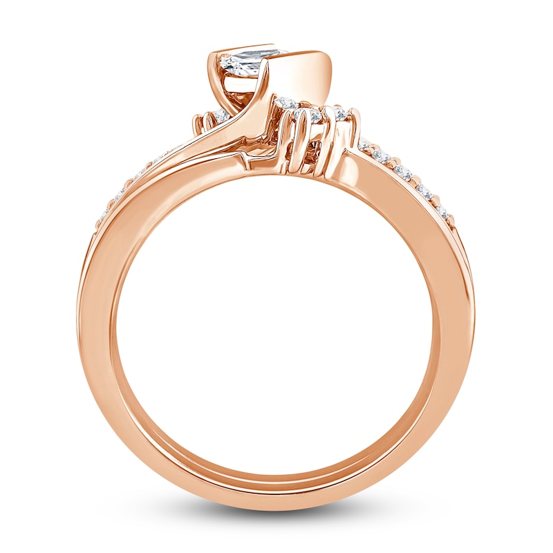 Main Image 2 of Diamond Bridal Set 1/2 ct tw Princess/Round 14K Rose Gold