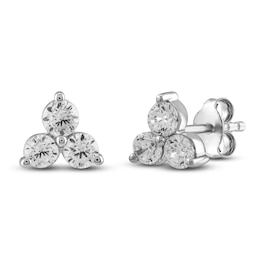 Diamond 3-Stone Earrings 1/2 ct tw Round 14K White Gold