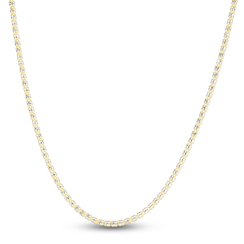 Semi-Solid Diamond-Cut Fancy Link Necklace 14K Yellow Gold 20" 2.74mm