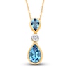 Thumbnail Image 1 of Kallati Pear-Shaped Natural Blue Topaz Necklace 1/15 ct tw Diamonds 14K Yellow Gold 18&quot;