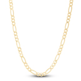 Men's Solid Figaro Chain Necklace 14K Yellow Gold 20&quot; 7.0mm