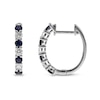 Thumbnail Image 1 of Natural Blue Sapphire Hoop Earrings 3/8 ct tw Diamonds 14K White Gold