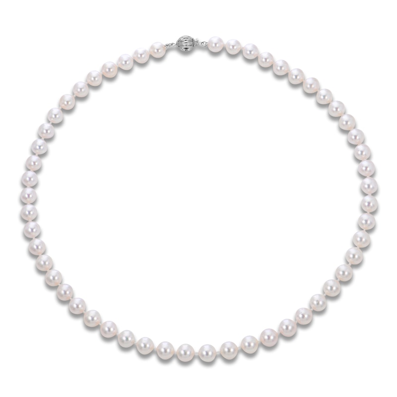 Akoya Cultured Pearl Strand Necklace 14K White Gold 18"