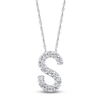 Thumbnail Image 1 of Diamond Letter S Necklace 1/20 ct tw Round 14K White Gold 18&quot;