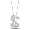 Thumbnail Image 2 of Diamond Letter S Necklace 1/20 ct tw Round 14K White Gold 18&quot;