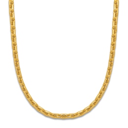 High-Polish Square Oval Chain Necklace 24K Yellow Gold 18&quot; 2.5mm