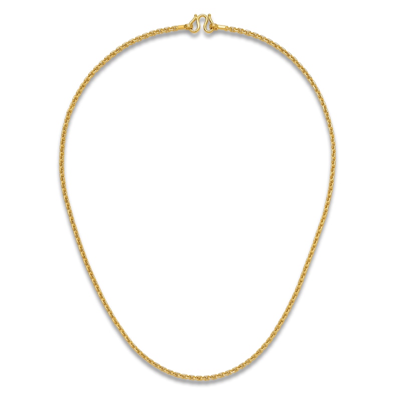 Main Image 4 of High-Polish Square Oval Chain Necklace 24K Yellow Gold 18&quot; 2.5mm