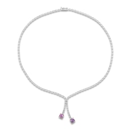 Le Vian Couture Cushion-Cut Natural Pink & Purple Sapphire Dangle Necklace 3-1/6 ct tw Diamonds 18K Vanilla Gold